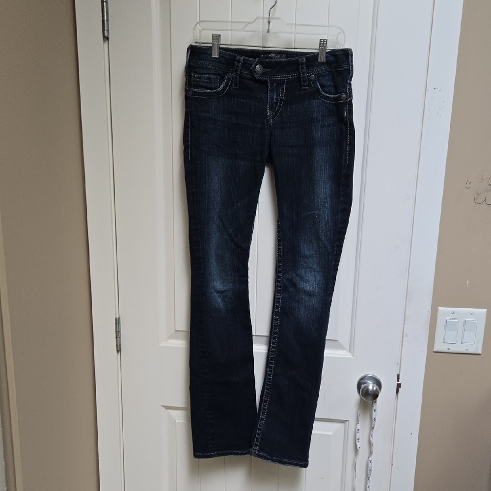 Silver Jeans Women's Elegant Midnight Blue Straight Leg Jeans W27 / L33